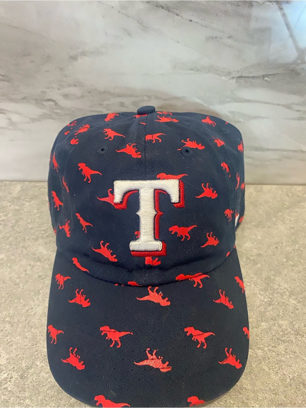 Texas Rangers Youth '47 Navy Dinosaur Jamboree Clean Up Adjustable Hat NWT